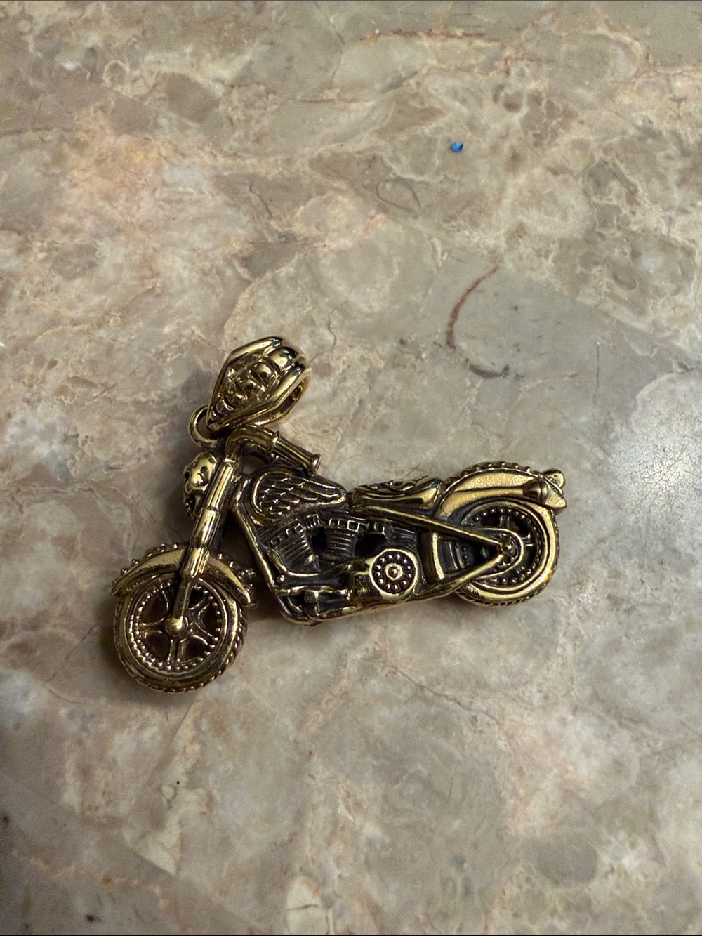 Vintage Brass 3D motorcycle pendant, so much detail Necklace